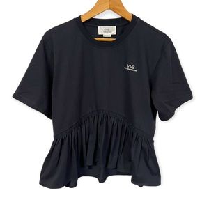 Victoria Beckham organic cotton pleated babydoll tee w/logo #53F